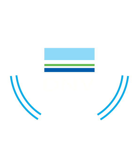 Il logo della certificazione iso 22000 dell'ente di certificazione DNV con colri istituzionali